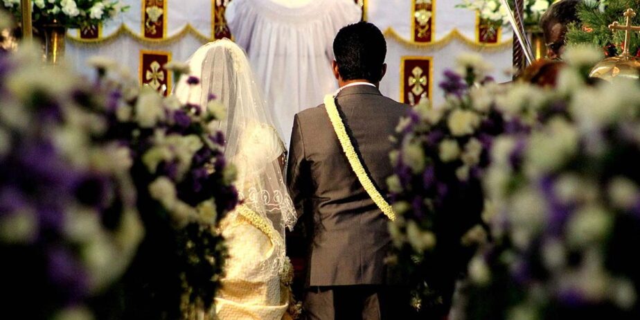 Christian couple in church